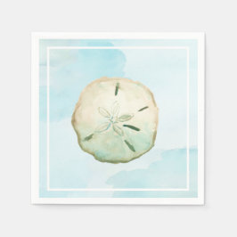 Blue Watercolor Sand Dollar Serviette
