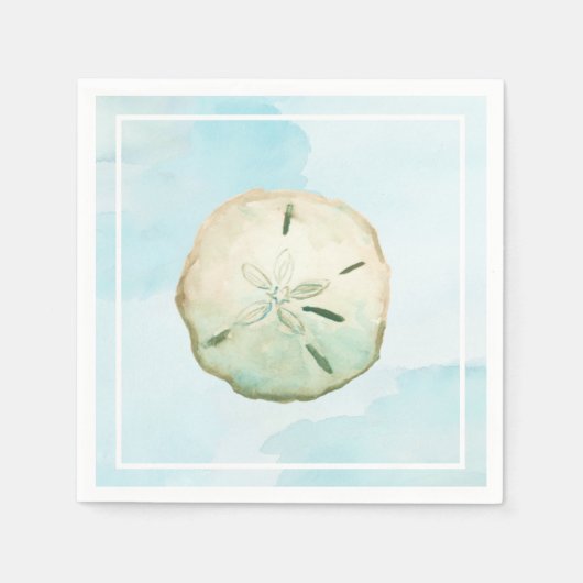 Blue Watercolor Sand Dollar Serviette (Vorderseite)