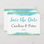 Blue Watercolor Save the Date Card (Vorne/Hinten)