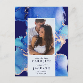 Blue Watercolor Save the Date Postcard Postkarte