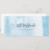 Blue Watercolor Script Modernes Geschenkzertifikat (Vorne/Hinten)