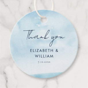 Blue Watercolor Script Vielen Dank für Ihre Hochze Geschenkanhänger