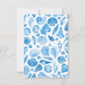 Blue Watercolor Seashell Coastal Chic Save The Date (Rückseite)