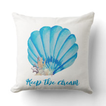 Blue Watercolor Seashell , Inspiration Zitat