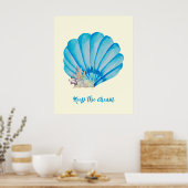 Blue Watercolor Seashell , Inspiration Zitat Pos Poster (Küche)
