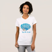 Blue Watercolor Seashell , Inspiration Zitat Pos T-Shirt (Vorne ganz)
