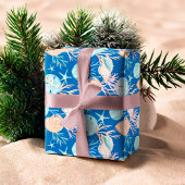 Blue Watercolor Seashell & Sripe Muster Geschenkpapier Set