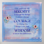 Blue Watercolor Serenity Prayer Poster (Vorne)