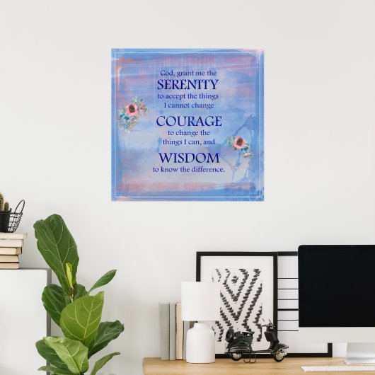 Blue Watercolor Serenity Prayer Poster (Heimbüro)