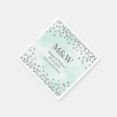 Blue Watercolor Silver Confetti Wedding Napkin Serviette (Ecke)