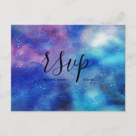 Blue Watercolor Sky Wedding Rsvp Einladungspostkarte