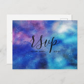 Blue Watercolor Sky Wedding Rsvp Einladungspostkarte (Vorne/Hinten)