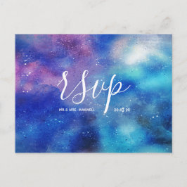 Blue Watercolor Sky Wedding Rsvp Einladungspostkarte