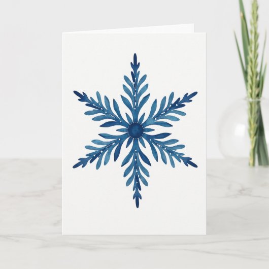 Blue Watercolor Snowflake Card Karte (Vorderseite)