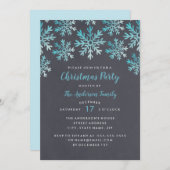 Blue Watercolor Snowflake Weihnachten Party Einladung (Vorne/Hinten)