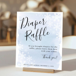 Blue Watercolor Snowflakes Baby Diaper Raffles Poster