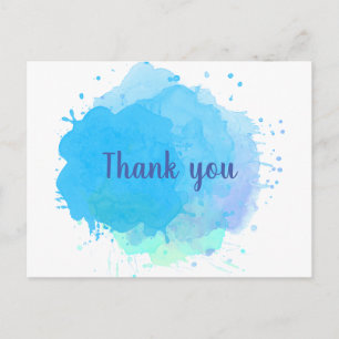 Blue Watercolor Splash Business Vielen Dank Postkarte