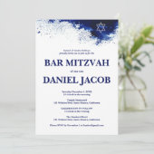 Blue Watercolor Splash Custom BAR BAT MITZVAH Einladung (Stehend Vorderseite)