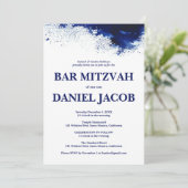 Blue Watercolor Splash Custom BAR BAT MITZVAH Einladung (Stehend Vorderseite)