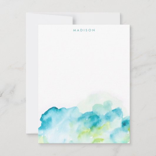 Blue Watercolor Splash Vielen Dank Karten (Vorderseite)