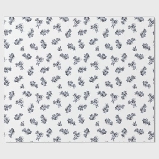 Blue Watercolor Sprig Geschenkpapier (Flach)