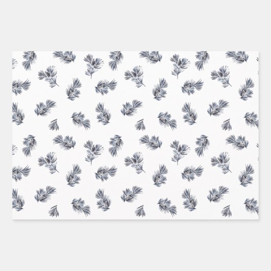 Blue Watercolor Sprig Geschenkpapier Set (Vorderseite 3)