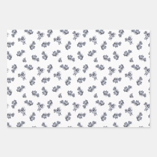 Blue Watercolor Sprig Geschenkpapier Set (Vorderseite)