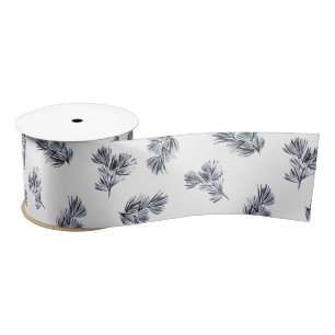 Blue Watercolor Sprig Satinband