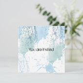 Blue Watercolor Spritzer Abstrakt Baby Dusche Einladung (Stehend Vorderseite)