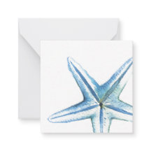 Blue Watercolor Starfish Mini-Karte