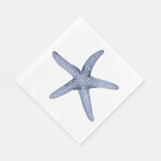 Blue Watercolor Starfish Nautic Party Napkin Serviette (Ecke)