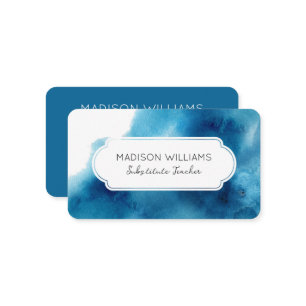 Blue Watercolor Stellvertretender Lehrer Visitenkarte