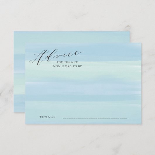 Blue Watercolor Streifen Advice Card Babydusche Einladung (Vorne/Hinten)