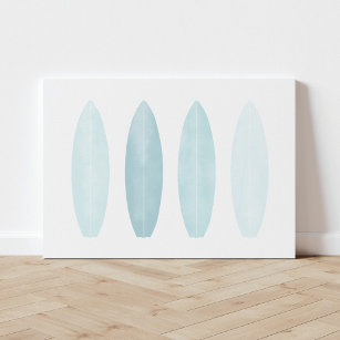 Blue Watercolor Surfboards Canvas Print Leinwanddruck