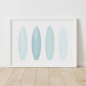 Blue Watercolor Surfboards Stranddekor Kinderzimme Poster