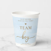 Blue Watercolor Team Girl Gender Reveal Party Pappbecher (Rückseite)