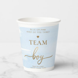 Blue Watercolor Team Girl Gender Reveal Party Pappbecher