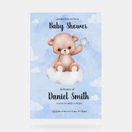 Blue Watercolor Teddy Bear for Baby Show Acrylschild