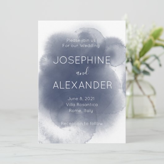 Blue Watercolor Theme Einladung (Stehend Vorderseite)