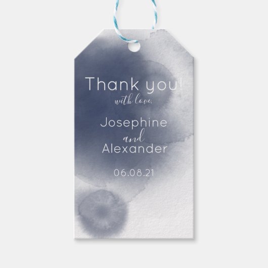 Blue Watercolor Theme Geschenkanhänger (Vorderseite)