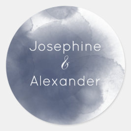 Blue Watercolor Theme Runder Aufkleber