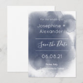 Blue Watercolor Theme Save The Date (Vorne/Hinten)