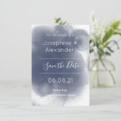 Blue Watercolor Theme Save The Date (Stehend Vorderseite)