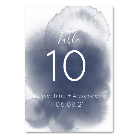 Blue Watercolor Theme Tischnummer (Vorderseite)