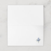 Blue Watercolor Thistle Platzkarte (Außenseite Aufgefaltet)