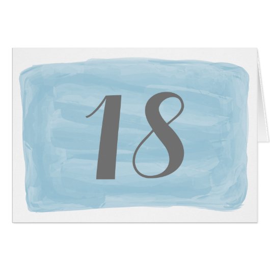 Blue Watercolor Tischnummer Card (Vorderseite (Horizontal))