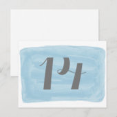 Blue Watercolor Tischnummer Postcard (Vorne/Hinten)