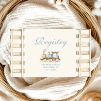 Blue Watercolor Train Baby Dusche Registrierung