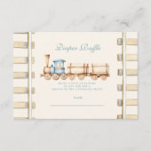 Blue Watercolor Train Baby Shower Diapper Raffle Begleitkarte (Vorderseite)