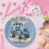 Blue Watercolor Traktor Boy Baby Dusche Pappteller (Party)